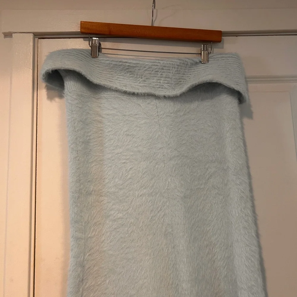 Anthropologie Fuzzy Sweater Knit Foldover Maxi Skirt Women XL Pastel Heavy Thick